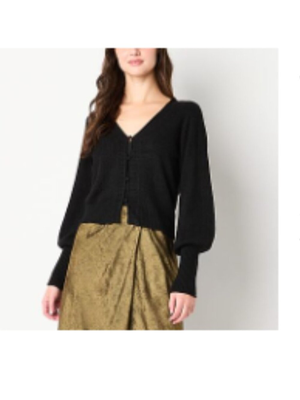 Worthington V Neck Long Sleeve Button Cardigan